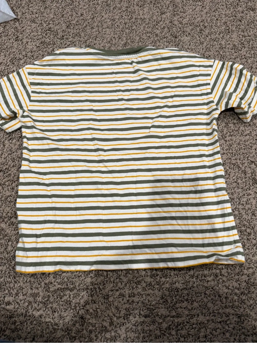 Old Navy Oversized Striped Short Sleeve Tee in White, Olive & Mustard